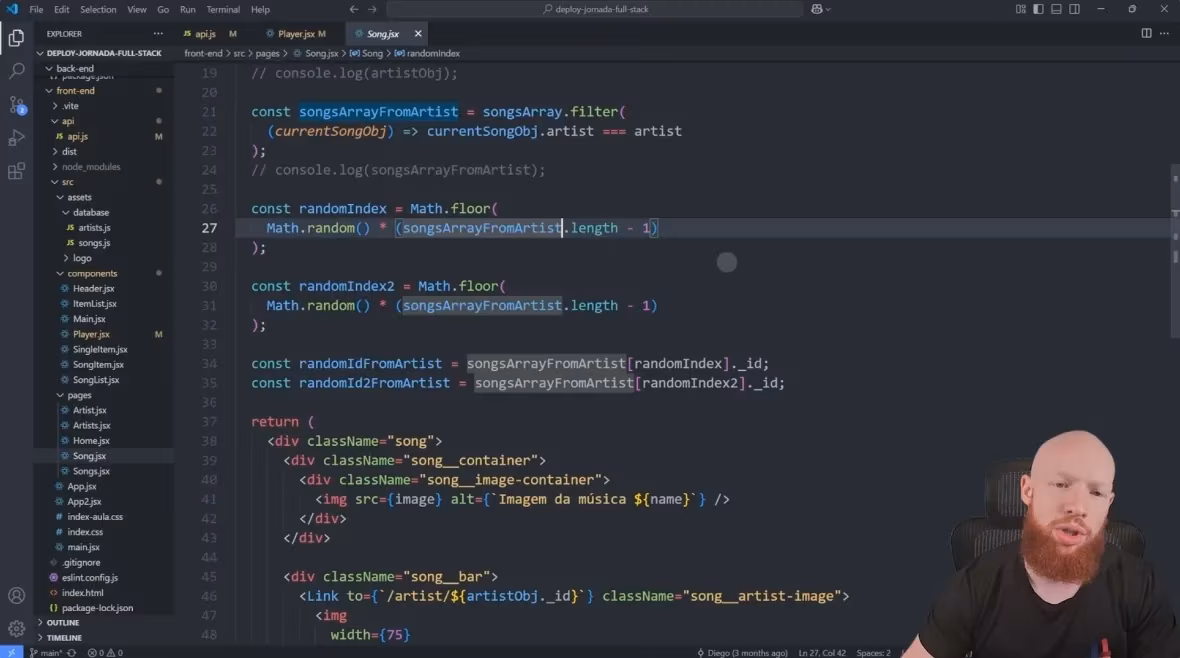 Captura de tela de uma aula de Full Stack